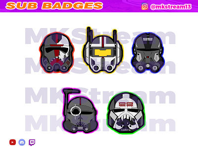 Twitch sub badges star wars bad batch pack animated emotes anime bad batch clone troopers clone wars cute design emotes gg hype illustration star wars starwars stormtrooper sub badge sub badges twitch sub badges