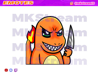 Twitch emotes pokemon charmander evil face knive