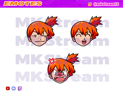 Twitch emotes pokemon misty pack animated emotes anime cute design emotes girl goku hype illustration misty pokemon sub badge twitch emotes