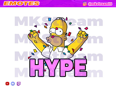 Twitch emotes the simpsons homer hype animated emotes anime cute design emotes gg homer hype illustration sub badge