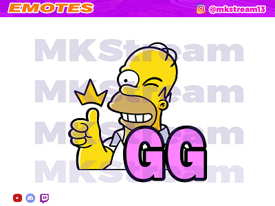 Twitch emotes the simpsons homer gg animated emotes anime cute design emotes gg homer hype illustration sub badge