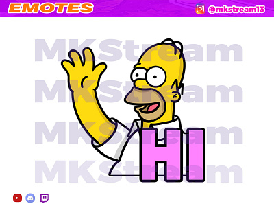 Twitch emotes the simpsons homer hi hello animated emotes anime cute design emotes gg goku hello homer illustration sub badge