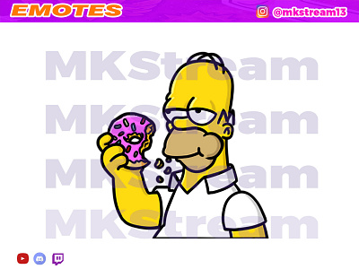 Twitch emotes the simpsons homer eat donuts animated emotes anime cute design donuts emotes homer illustration sub badge