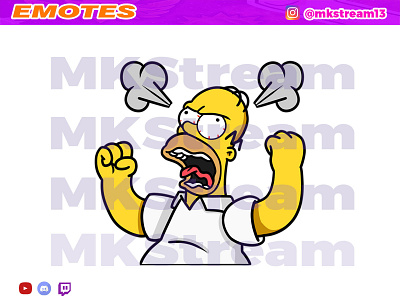 Twitch emotes the simpsons homer rage animated emotes anime design emotes homer hype illustration rage sub badge