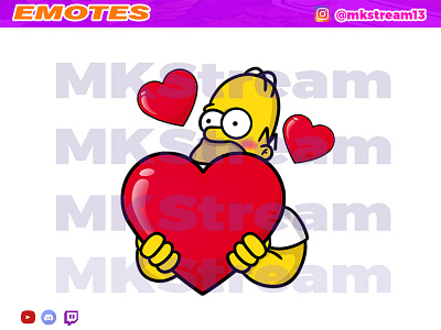 Twitch emotes the simpsons homer love animated emotes anime cute design emotes homer hype illustration love sub badge