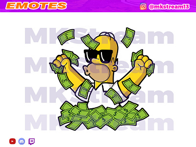 Twitch emotes the simpsons homer rich money animated emotes anime cute design emotes homer hype illustration rich simpsons sub badge the simpsons