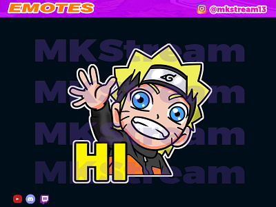 Twitch emotes chibi naruto waving hi animated emotes anime cute design emotes gg hello hype illustration luffy naruto ninja sub badge