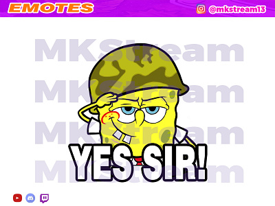 Twitch emotes SpongeBob SquarePants yes sir! animated emotes anime cute design emote emotes hype illustration spongebob squarepants sub badge