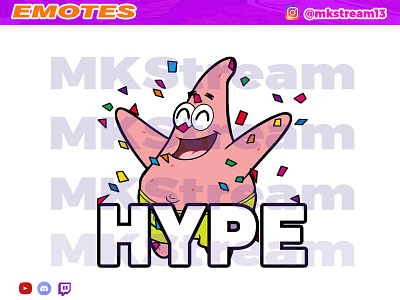 Twitch emotes patrick star hype animated emotes anime cute design emotes gg hype illustration patrick patrick star sub badge