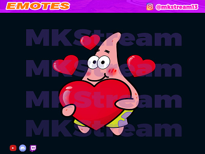 Twitch emotes patrick star love animated emotes anime cute design emote emotes hype illustration love patrick patrick star spongebob sub badge twitch emotes