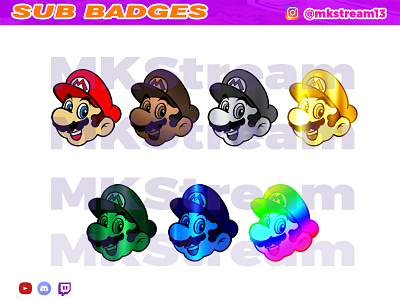 Twitch sub badges super mario bros pack animated emotes anime cute design emotes hype illustration mario mario bros sub badge sub badges super mario bros twitch sub badges