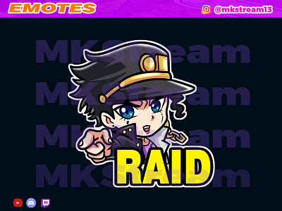 Twitch emotes jojo jotaro raid animated emotes anime cute design emote emotes hype illustration jojo jotaro raid sub badge twitch emotes