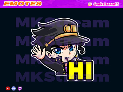 Twitch emotes jojo jotaro waving hi hello