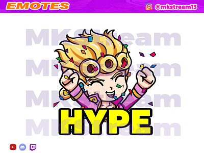 Twitch emotes jojo giorno giovanna hype animated emotes anime cute design emotes gg giorno giorno giovanna hype illustration jojo sub badge