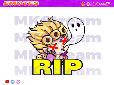 Twitch emotes jojo giorno giovanna rip dead animated emotes anime cute design emote emotes giorno giorno giovanna hype illustration jojo rip sub badge