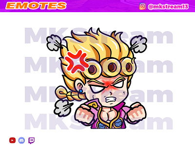 Twitch emotes jojo giorno giovanna rage animated emotes anime cute design emote emotes giorno giorno giovanna illustration jojo mad emote rage sub badge twitch emotes