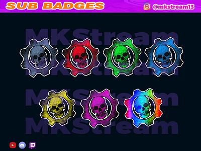 Twitch sub badges gears of war pack animated emotes anime cute design emotes gears gears of wars gow graphic design hype illustration logo skull sub badge sub badges twitch sub badges