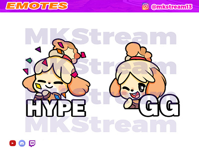 Twitch emotes animal crossing pack animal animal crossing cute design emote emotes gg hype illustration isabelle puppy sub badge twitch emotes