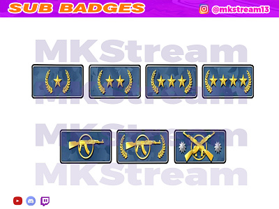 Twitch sub badges counter strike rank animated emotes anime counter strike cs cs go design emotes gun illustration rank rifle sub badge sub badges