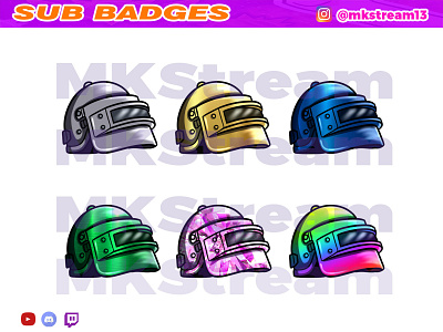 Twitch sub badges PUBG PlayerUnknown's Battlegrounds helmet lvl.