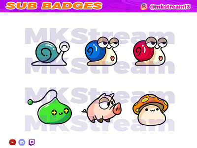 Twitch sub badges maplestory pack animated emotes anime cute design emotes hype illustration maplestory mushrom snail sub badge sub badges twitch sub badges