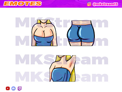 Twitch emotes women body pack animated emotes anime body cute design emotes gg girl hype illustration sub badge women