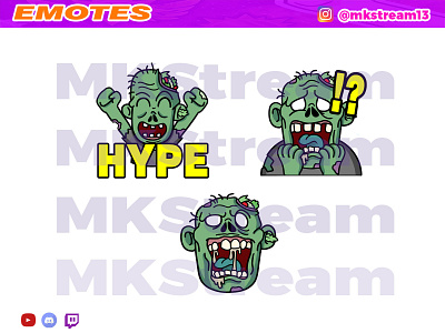 Twitch emotes zombie pack animated emotes anime design emote emotes gg hype illustration sub badge twitch emotes zombie