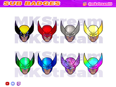 Twitch sub badges wolverine pack animated emotes anime cute design emotes graphic design hero hype illustration logan sub badge sub badges superhero wolverine x men