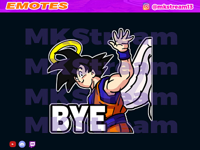 Twitch emotes halo goku bye animated emotes anime bye cute design dragon ball dragonball emotes gg goku halo hype illustration luffy sub badge vegeta