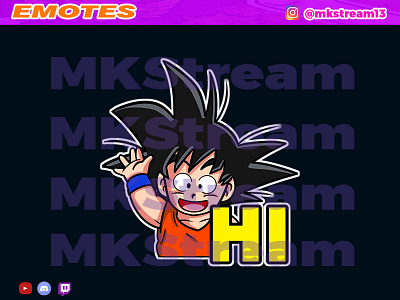 Twitch emotes kid goku hi hello animated emotes anime cute design emotes gg goku hello hi hype illustration luffy sub badge vegeta