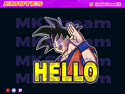 Twitch emotes goku hello animated emotes anime cute design emotes gg goku hello hype illustration luffy songoku sub badge vegeta