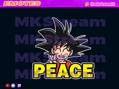 Twitch emotes kid goku peace animated emotes anime cute design emotes gg goku hype illustration luffy peace sub badge vegeta