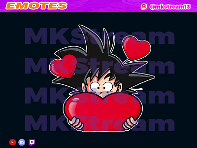 Twitch emotes kid goku love animated emotes anime cute design emotes goku hype illustration love luffy sub badge vegeta