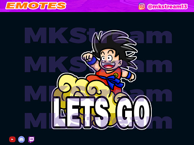 Twitch emotes kid goku lets go animated emotes anime cute design emotes gg goku hype illustration lets go luffy sub badge vegeta