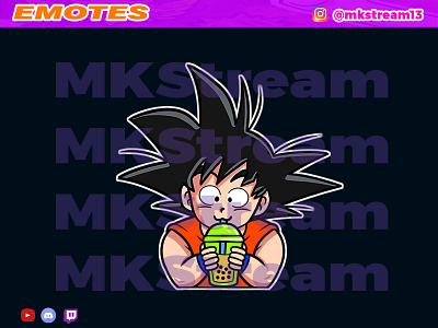 Twitch emotes kid goku sip drink bobba animated emotes anime bobba cute design emotes gg goku hype illustration luffy sip sub badge vegeta