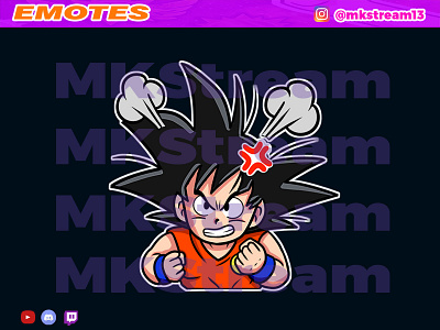 Twitch emotes kid goku angry mad animated emotes anime cute design emotes gg goku hype illustration love luffy rage sub badge vegeta