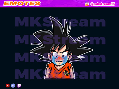 Twitch emotes kid goku cry sad animated emotes anime cry cute design emotes gg goku hype illustration luffy sub badge vegeta