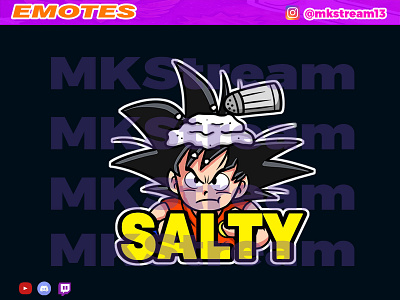 Twitch emotes kid goku salty animated emotes anime cute design emotes gg goku hype illustration luffy salty sub badge vegeta