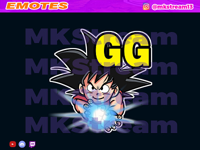 Twitch emotes kid goku gg kamehame animated emotes anime cute design emotes gg goku hype illustration love luffy sub badge vegeta