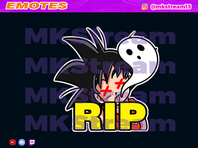 Twitch emotes kid goku dead rip animated emotes anime cute design emotes gg goku hype illustration love luffy rip sub badge vegeta