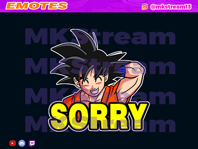 Twitch emotes goku sorry apologize animated emotes anime cute design emotes goku hype illustration luffy sorry sub badge vegeta