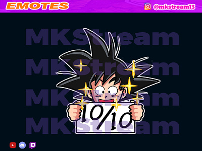 Twitch emotes kid goku score perfect 10/10 1010 animated emotes anime cute design emotes gg goku hype illustration luffy perfect sub badge vegeta