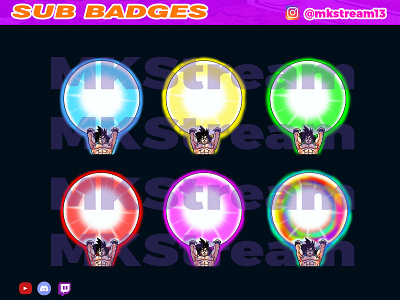 Twitch sub badges goku spirit bomb animated emotes anime cute design emotes goku hype illustration luffy spirit bomb sub badge vegeta