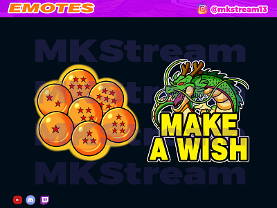 Twitch emotes dragon ball shenron pack animated emotes anime cute design dragon emotes goku hype illustration luffy shenlon sub badge vegeta