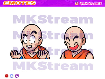 Twitch emotes kuririn why laugh pack animated emotes anime cute design emotes goku illustration krilin kuririn sub badge vegeta