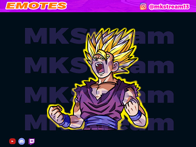 Twitch emotes super gohan rage animated emotes anime cute design emotes gohan goku hype illustration rage sub badge super saiyan vegeta