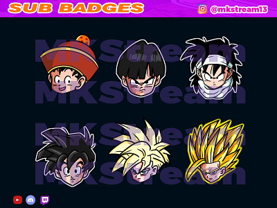 Twitch sub badges kid son gohan evolution pack animated emotes anime cute design emotes gohan goku hype illustration luffy sub badge super saiyan vegeta