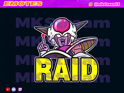 Twitch emotes frieza raid animated emotes anime cute design emotes frieza goku hype illustration raid sub badge vegeta