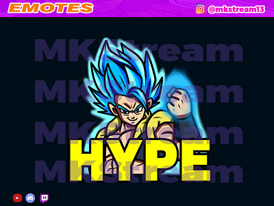 Twitch emotes gogeta blue hype animated emotes anime design emotes fusion gogeta goku hype illustration sub badge vegeta