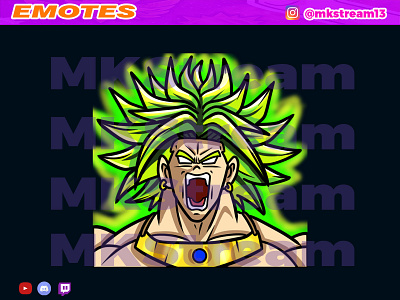 Twitch emotes broly rage animated emotes anime broly cute design emotes goku hype illustration rage sub badge supersaiyan vegeta